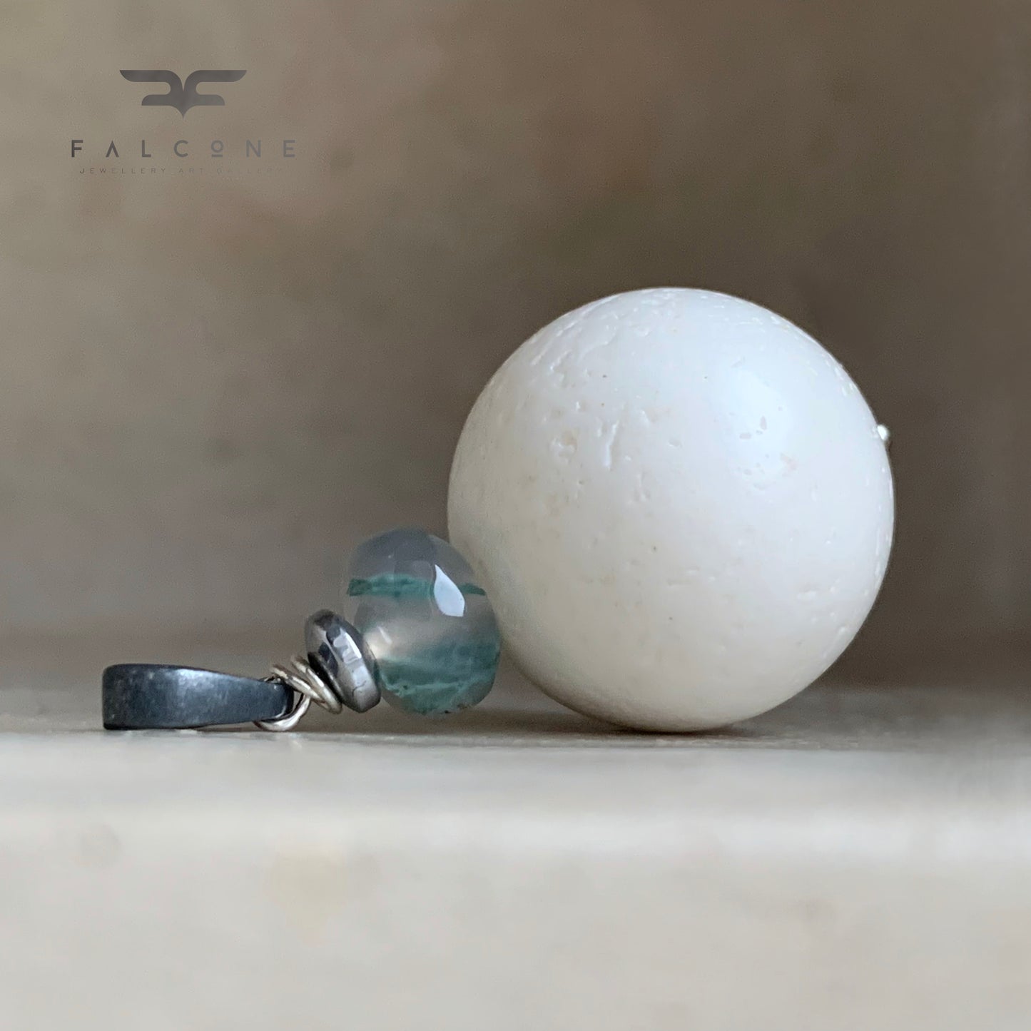 Coral and Agate Pendant 'White Coral'