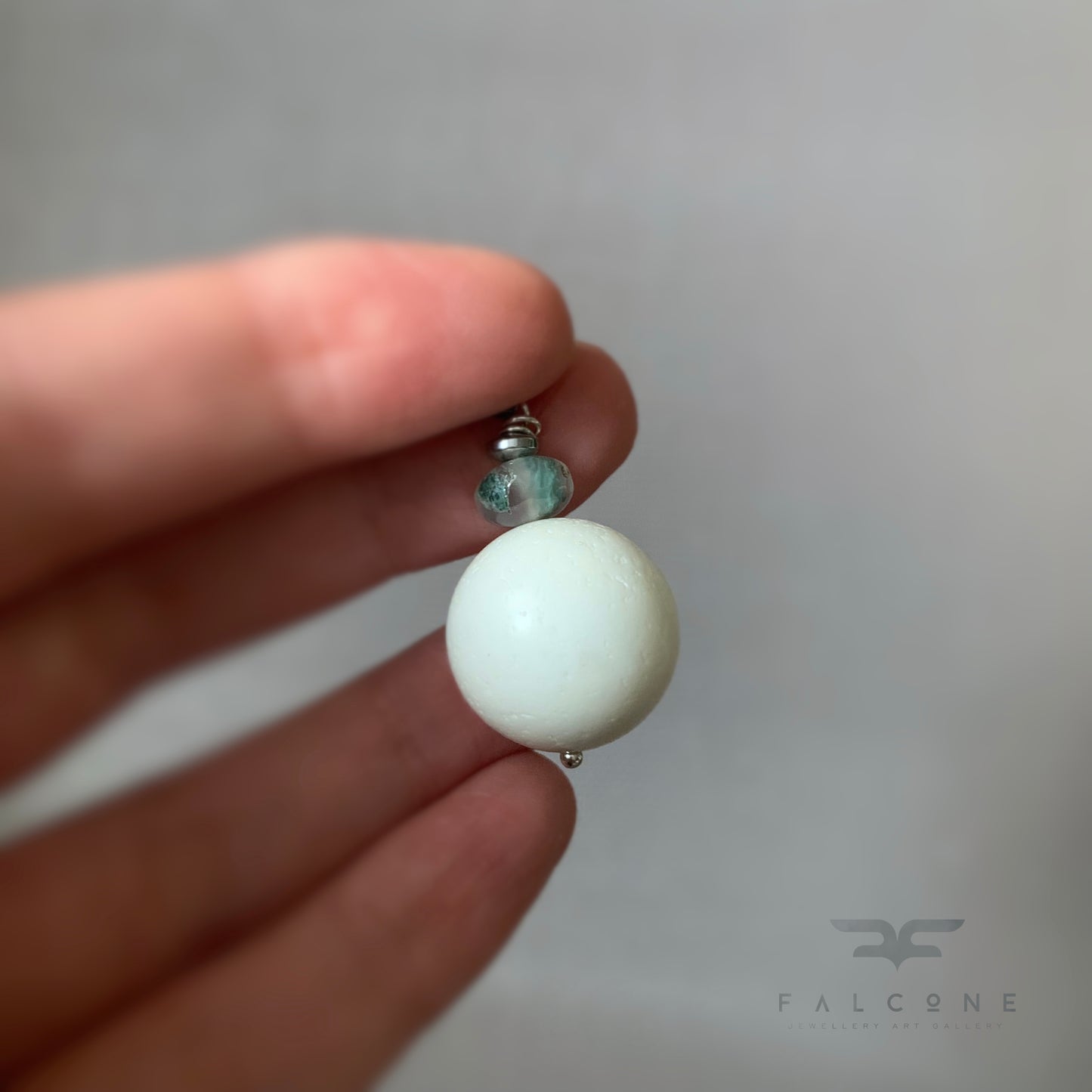 Coral and Agate Pendant 'White Coral'