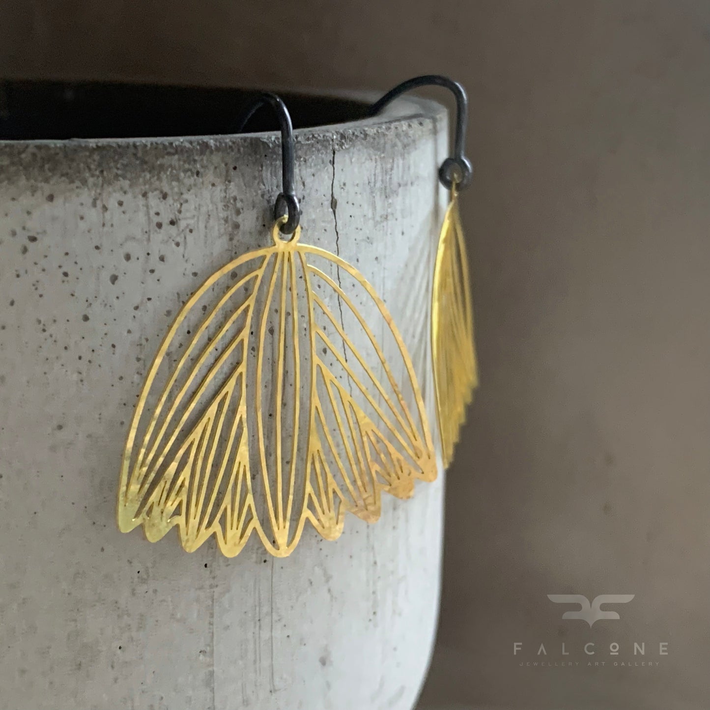 Brass and Silver Earrings 'Subtle Flower Bells'