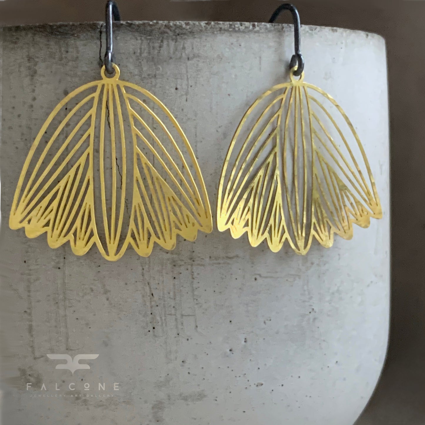 Brass and Silver Earrings 'Subtle Flower Bells'