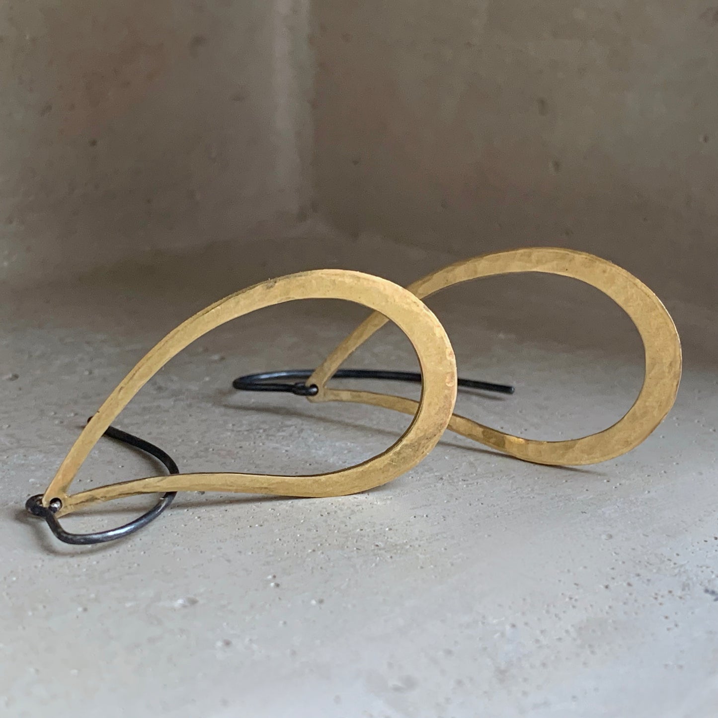 Brass and Silver Earrings 'Drop'