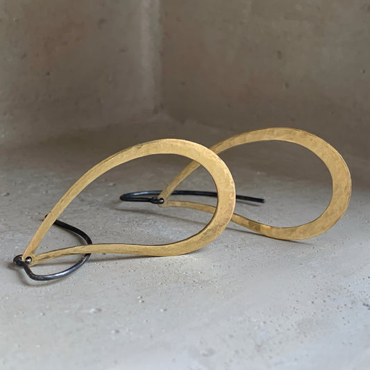 Brass and Silver Earrings 'Drop'