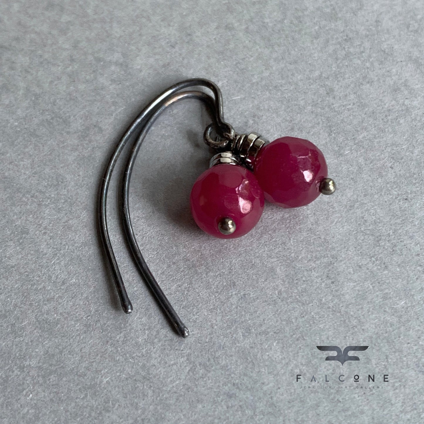 Pendientes de plata con ágatas facetadas 'Cereza Oscura'