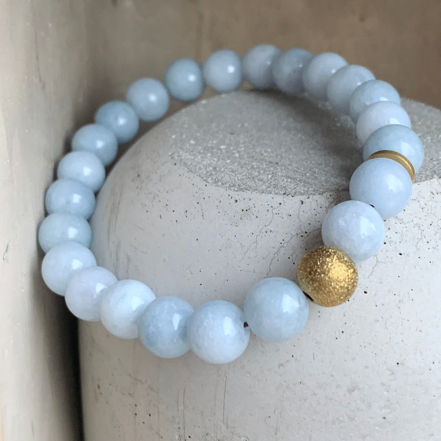 Jade and Brass Bracelet 'Heaven Blue'
