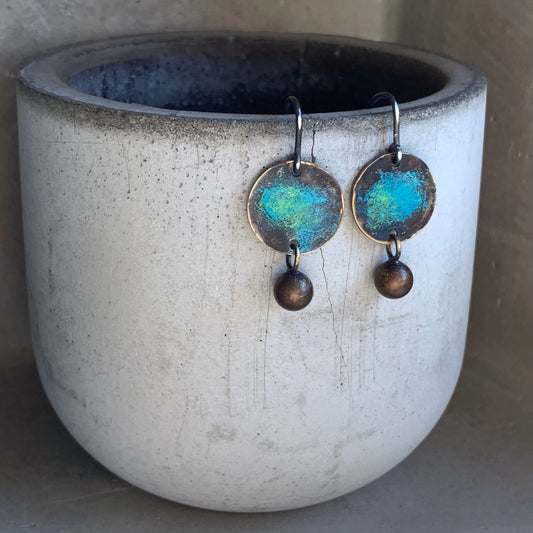 Brass and Sterling Silver Earrings 'Structure'