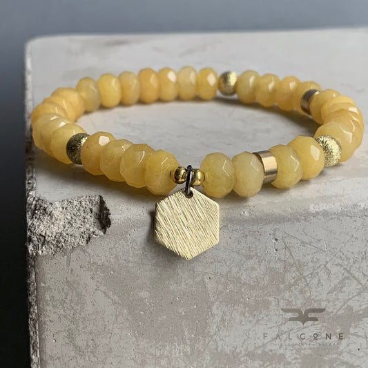 Gemstone and Brass Bracelet 'Honey – Jadeite & Brass'