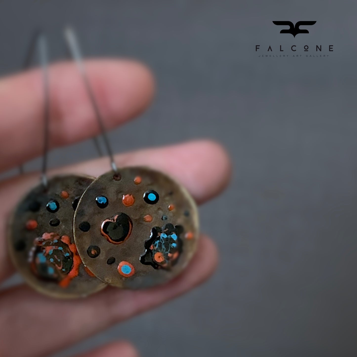 Brass and Sterling Silver Earrings 'Cosmic Garden'