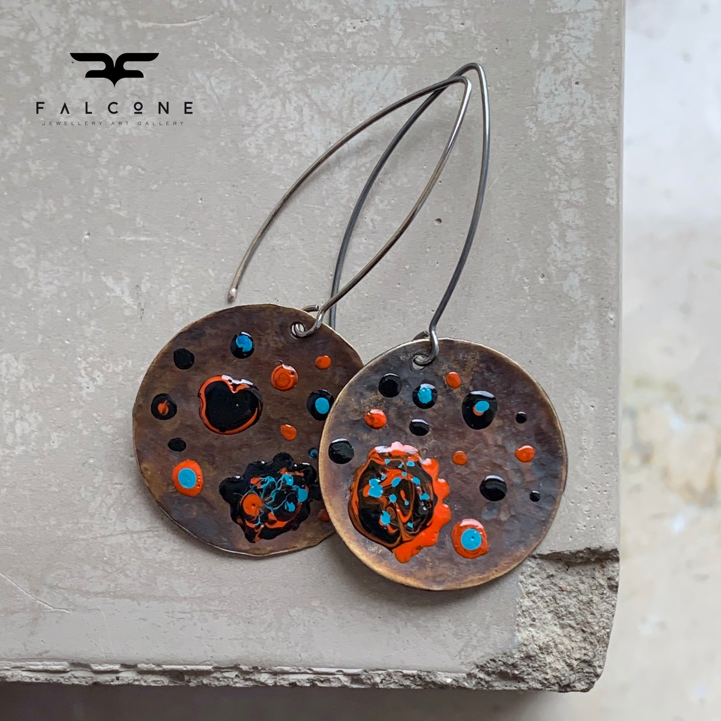 Brass and Sterling Silver Earrings 'Cosmic Garden'