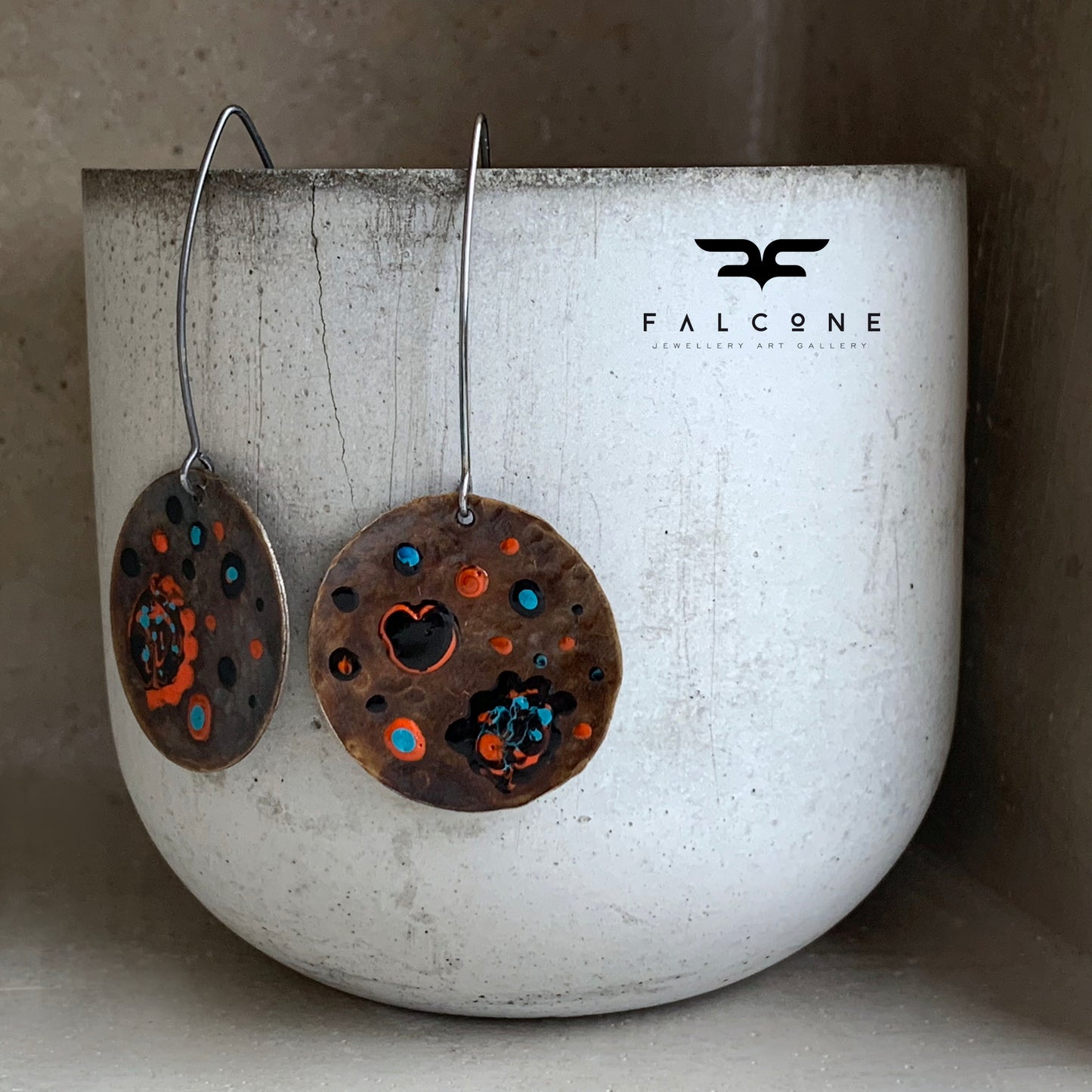 Brass and Sterling Silver Earrings 'Cosmic Garden'