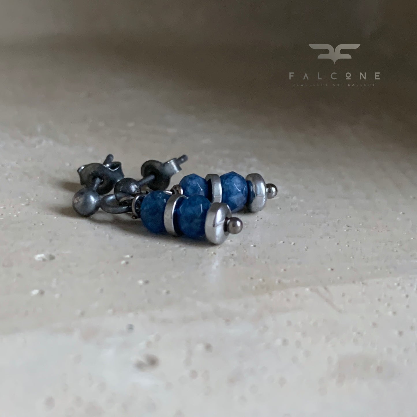 Pendientes de jade y plata 'Azul Denim II'
