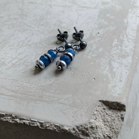 Pendientes de jade y plata 'Azul Denim II'