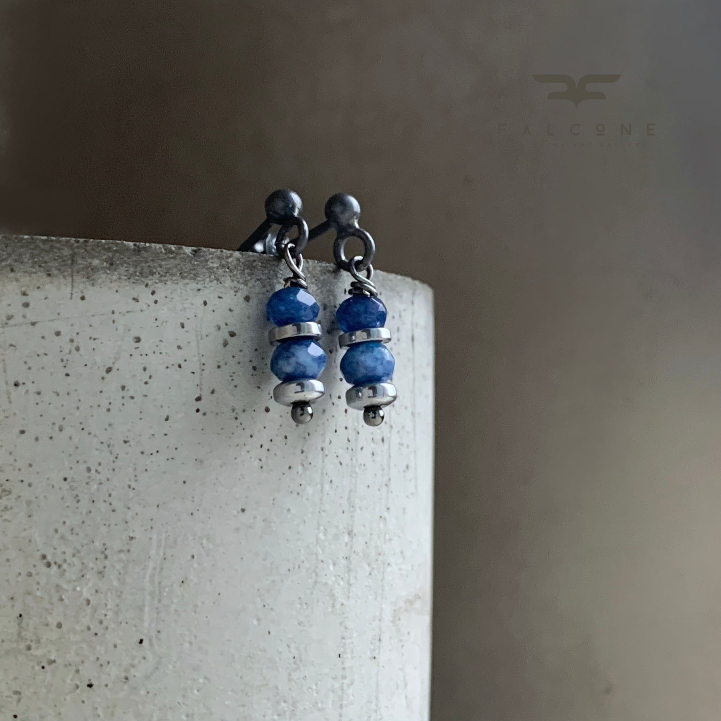 Pendientes de jade y plata 'Azul Denim'