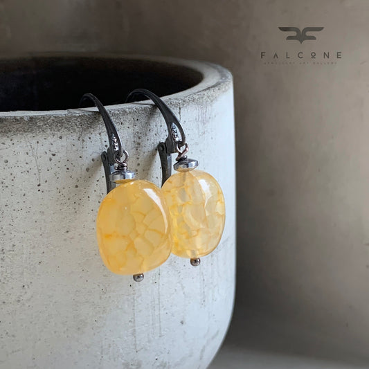 Pendientes de piedras preciosas y plata 'Plata y Ágata - Miel'