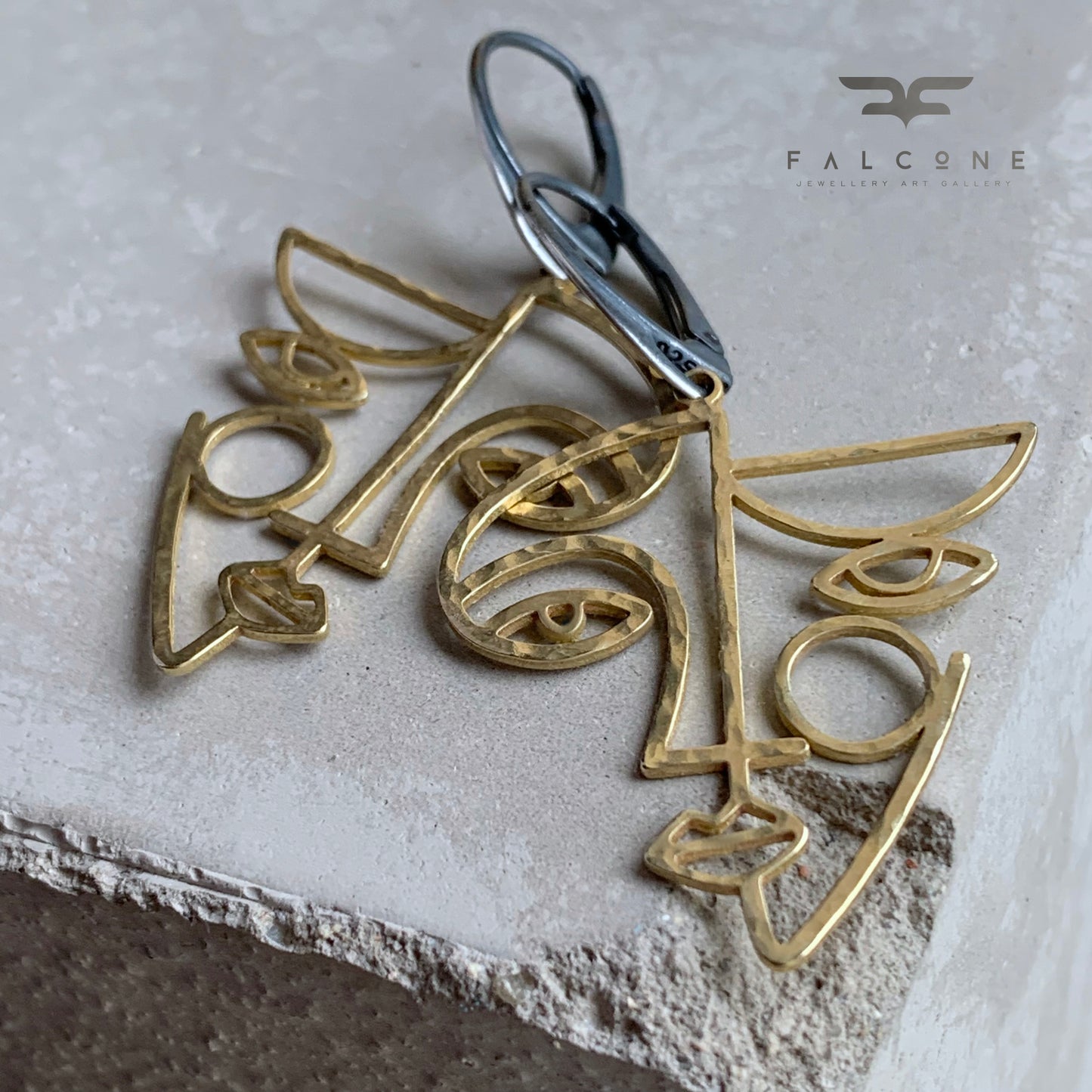 Brass and Sterling Silver Earrings 'Modern Retro'