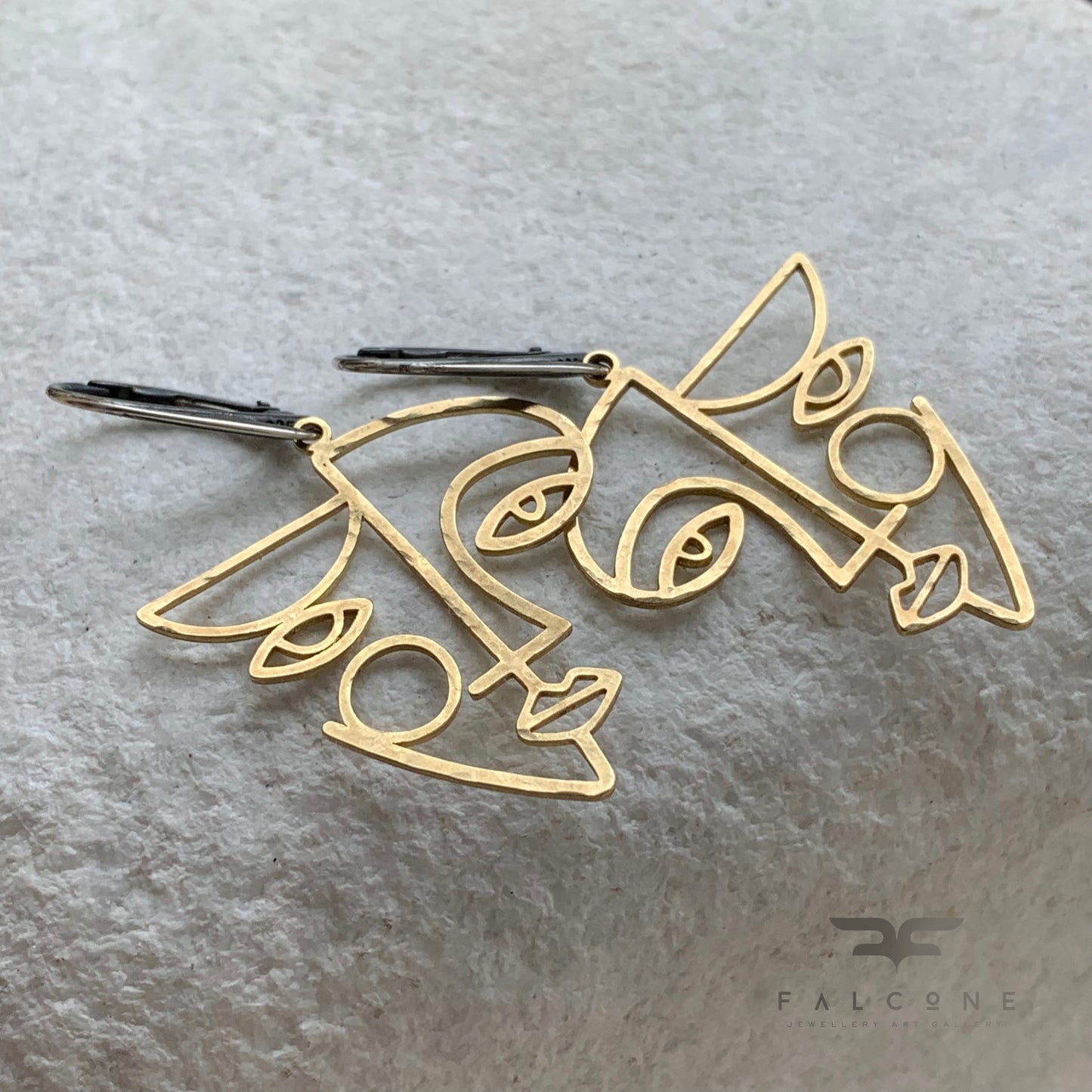 Brass and Sterling Silver Earrings 'Modern Retro'
