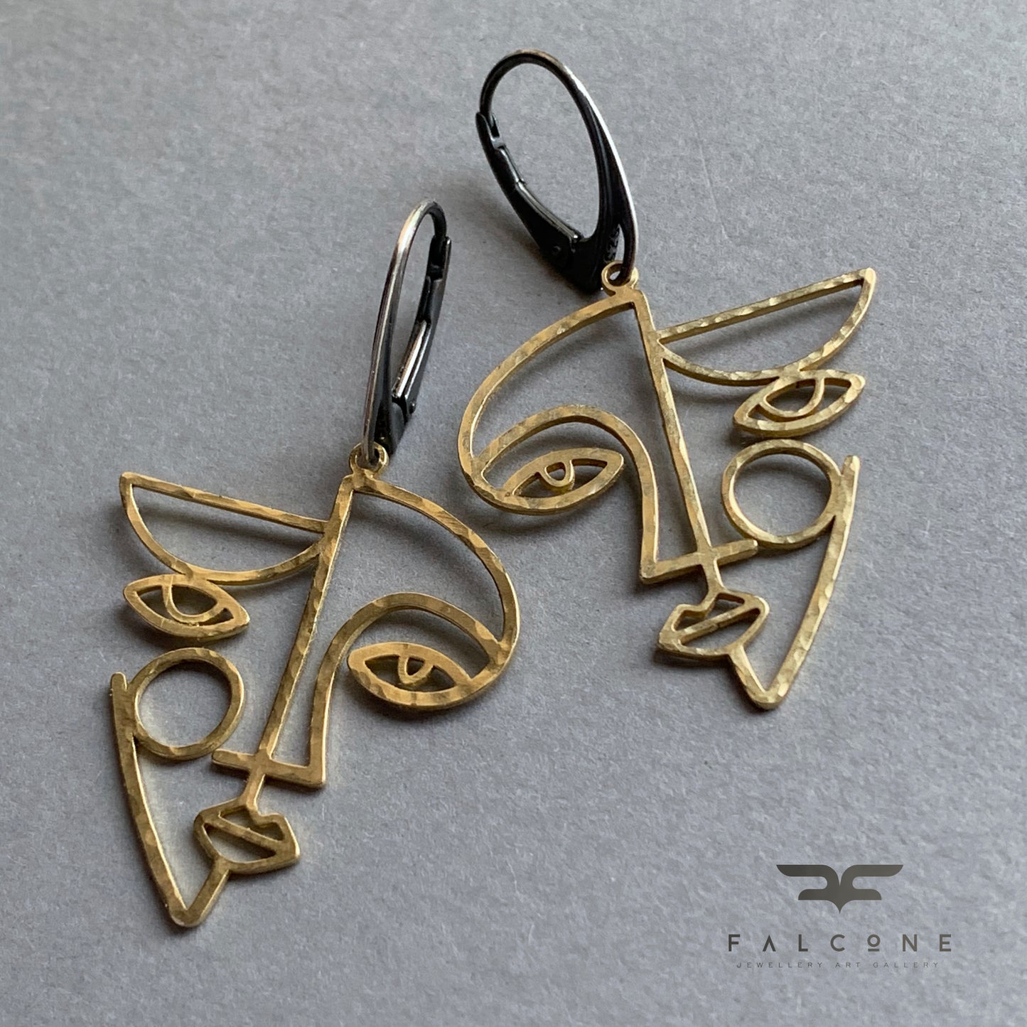 Brass and Sterling Silver Earrings 'Modern Retro'