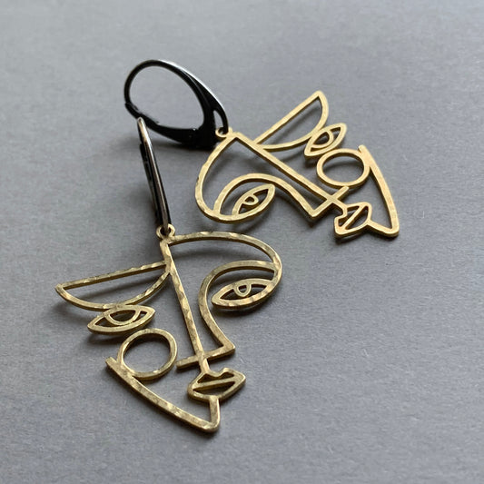 Brass and Sterling Silver Earrings 'Modern Retro'