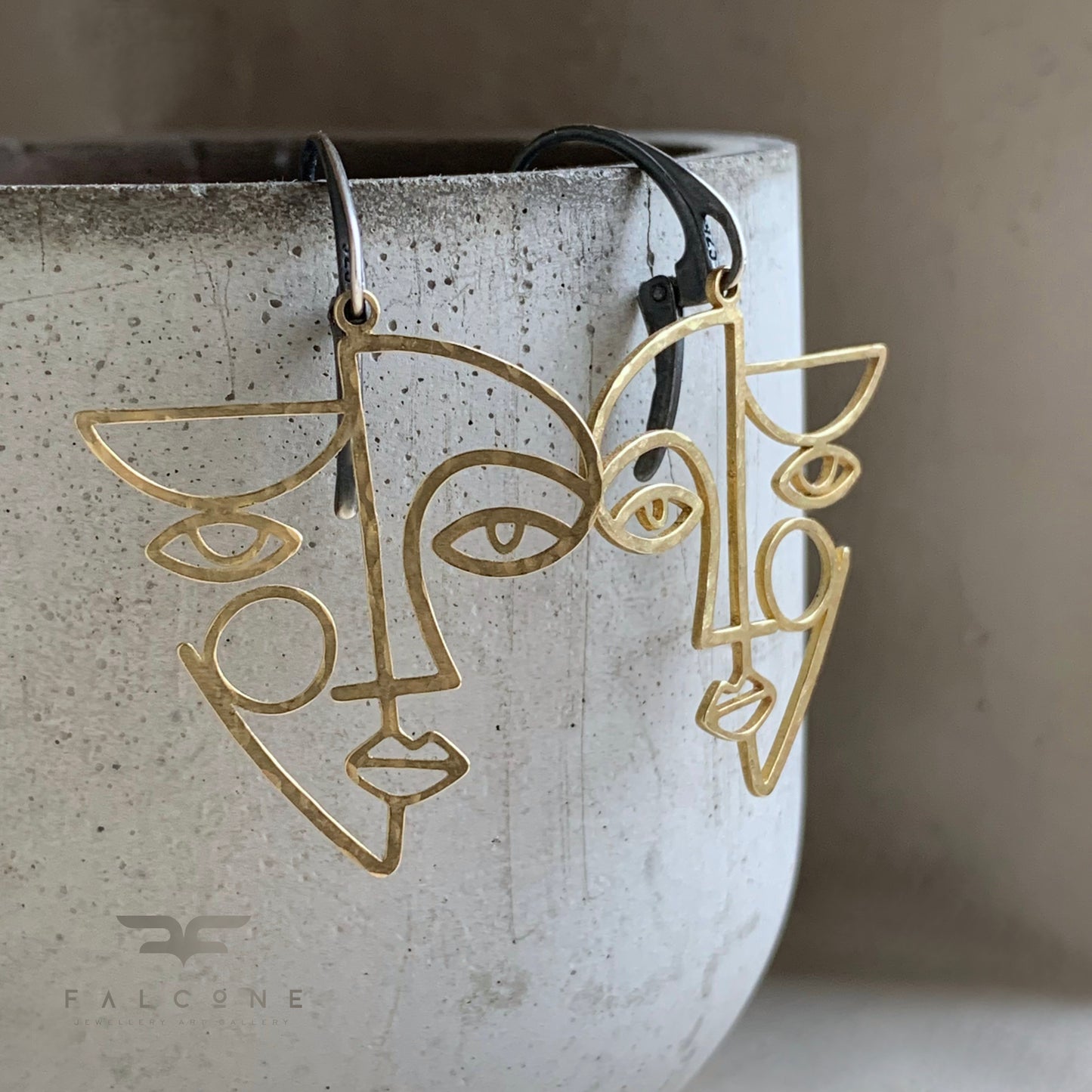 Brass and Sterling Silver Earrings 'Modern Retro'