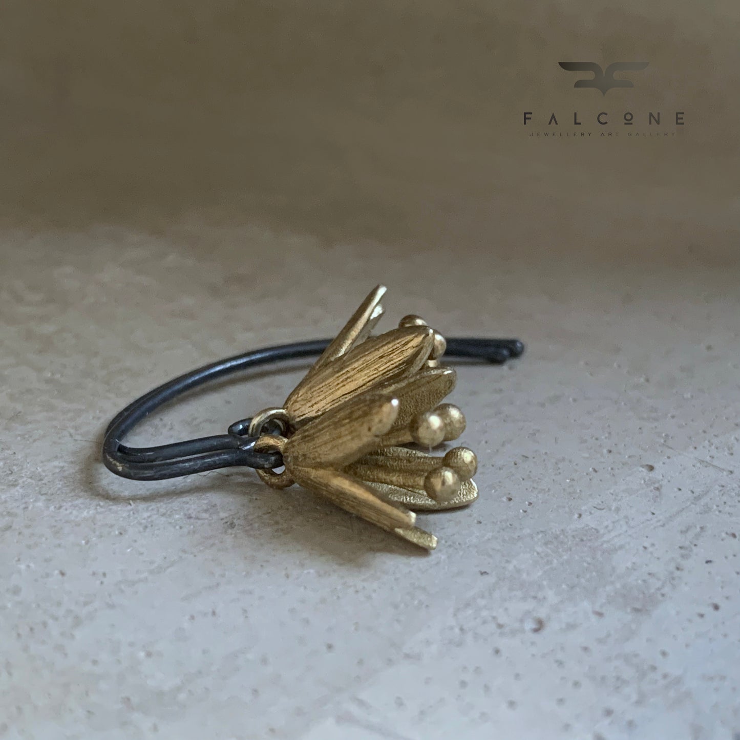 Brass and Sterling Silver Earrings 'Flower Bells'