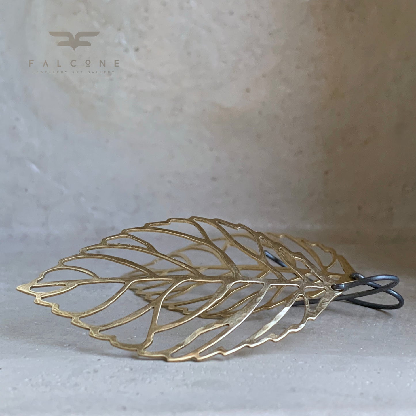 Brass and Sterling Silver Earrings 'Golden Leaf'