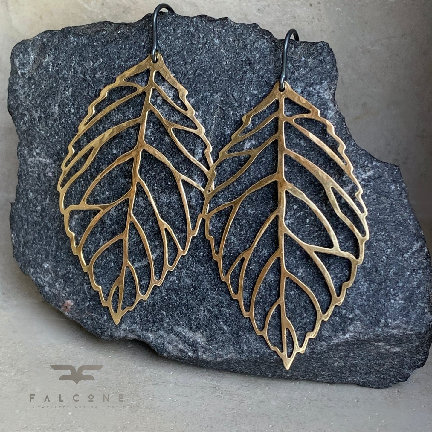 Brass and Sterling Silver Earrings 'Golden Leaf'