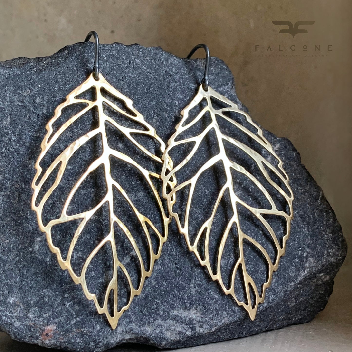 Brass and Sterling Silver Earrings 'Golden Leaf'