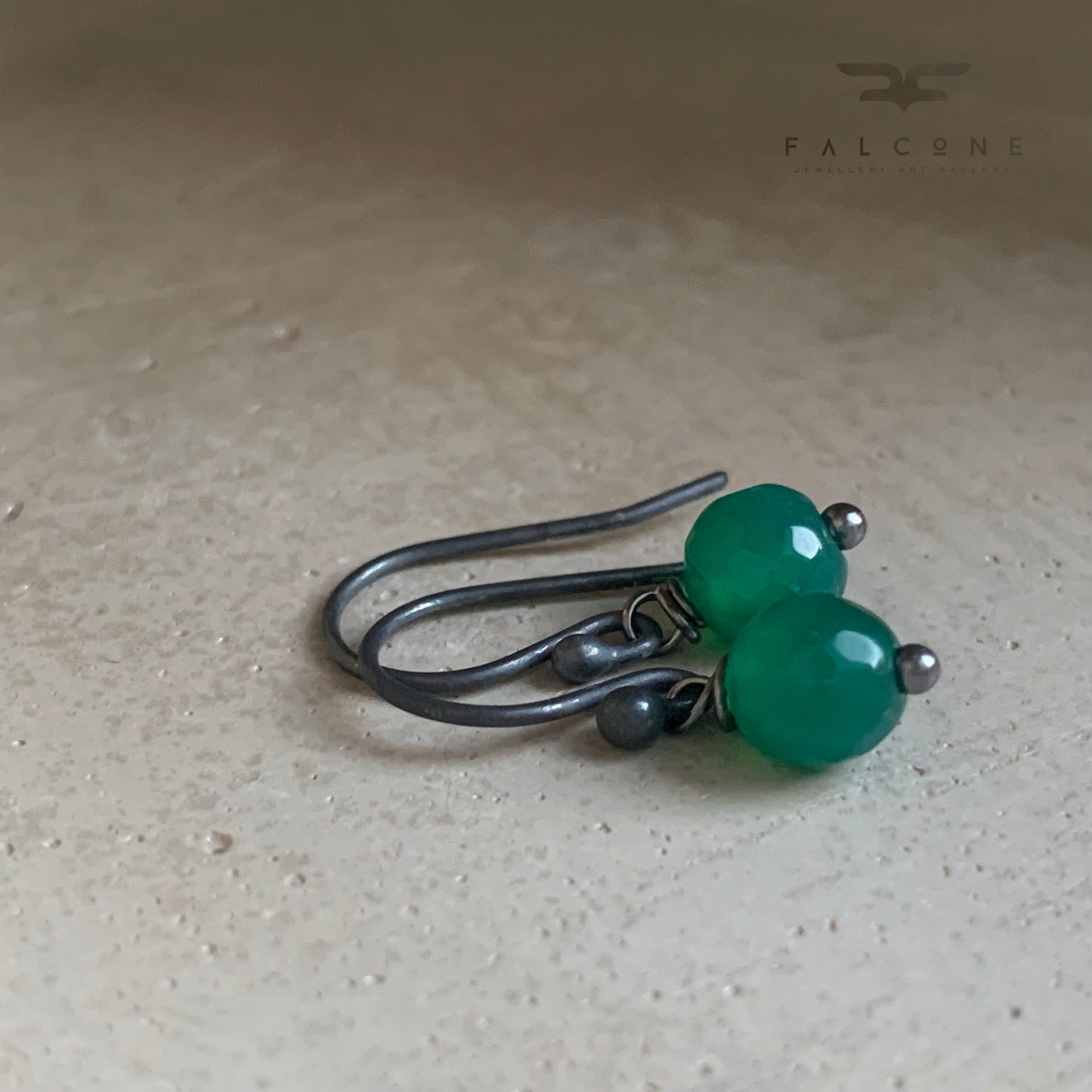 Silver and Gemstone Earrings 'Green Onyx'