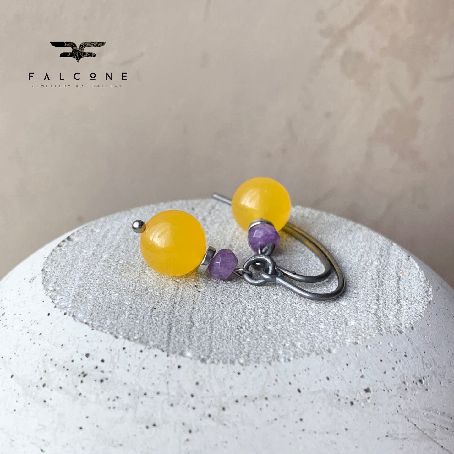 Pendientes de plata y piedras preciosas 'Sunny Jade with Lavender'