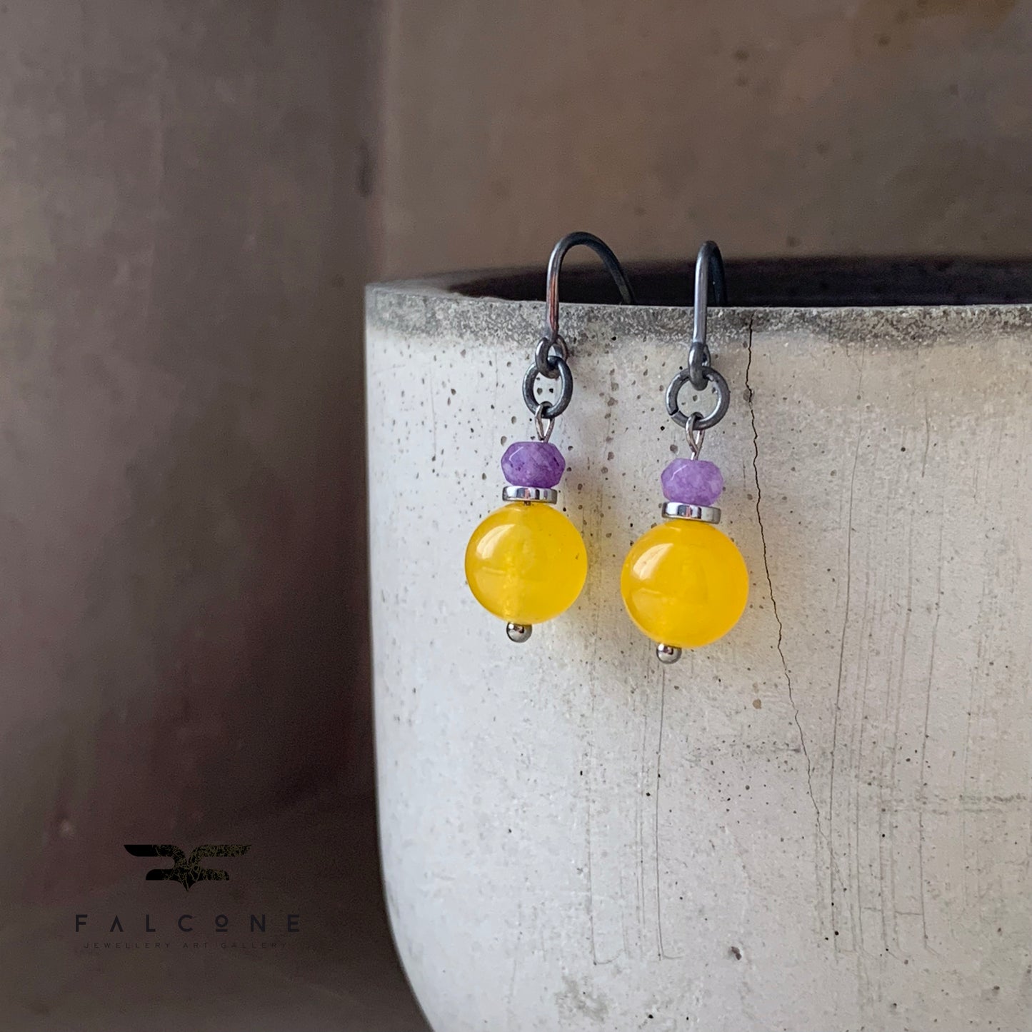 Pendientes de plata y piedras preciosas 'Sunny Jade with Lavender'