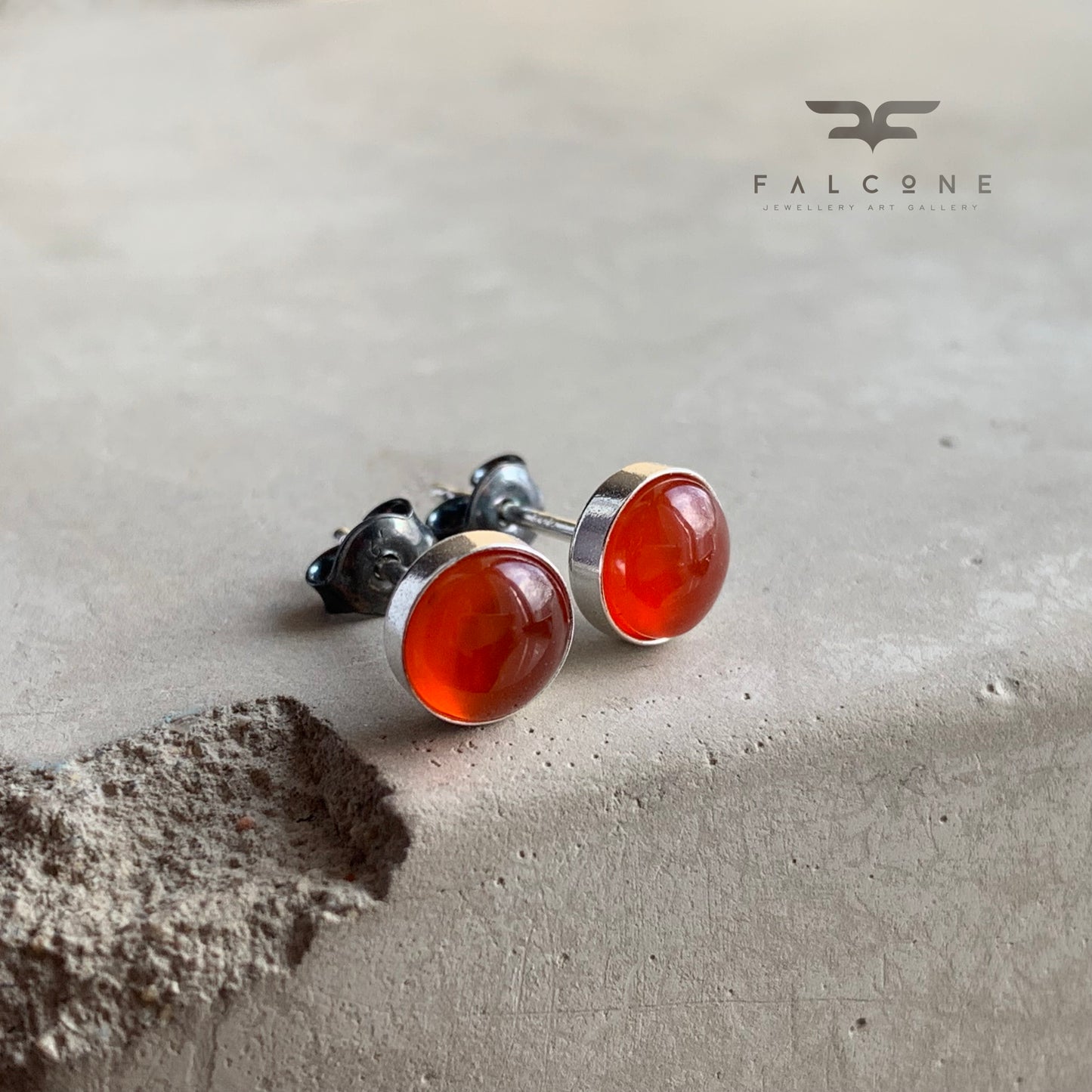 Pendientes de plata de ley con cornalina 'Botones de cornalina'