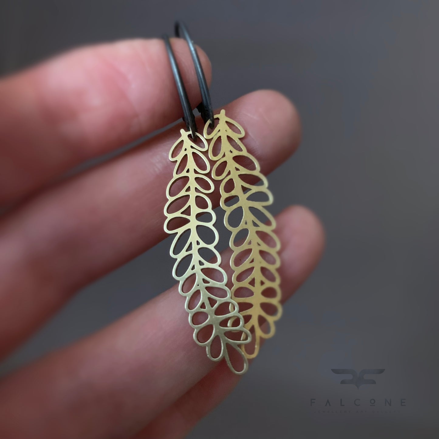 Brass and Sterling Silver Earrings 'Golden Wheat'