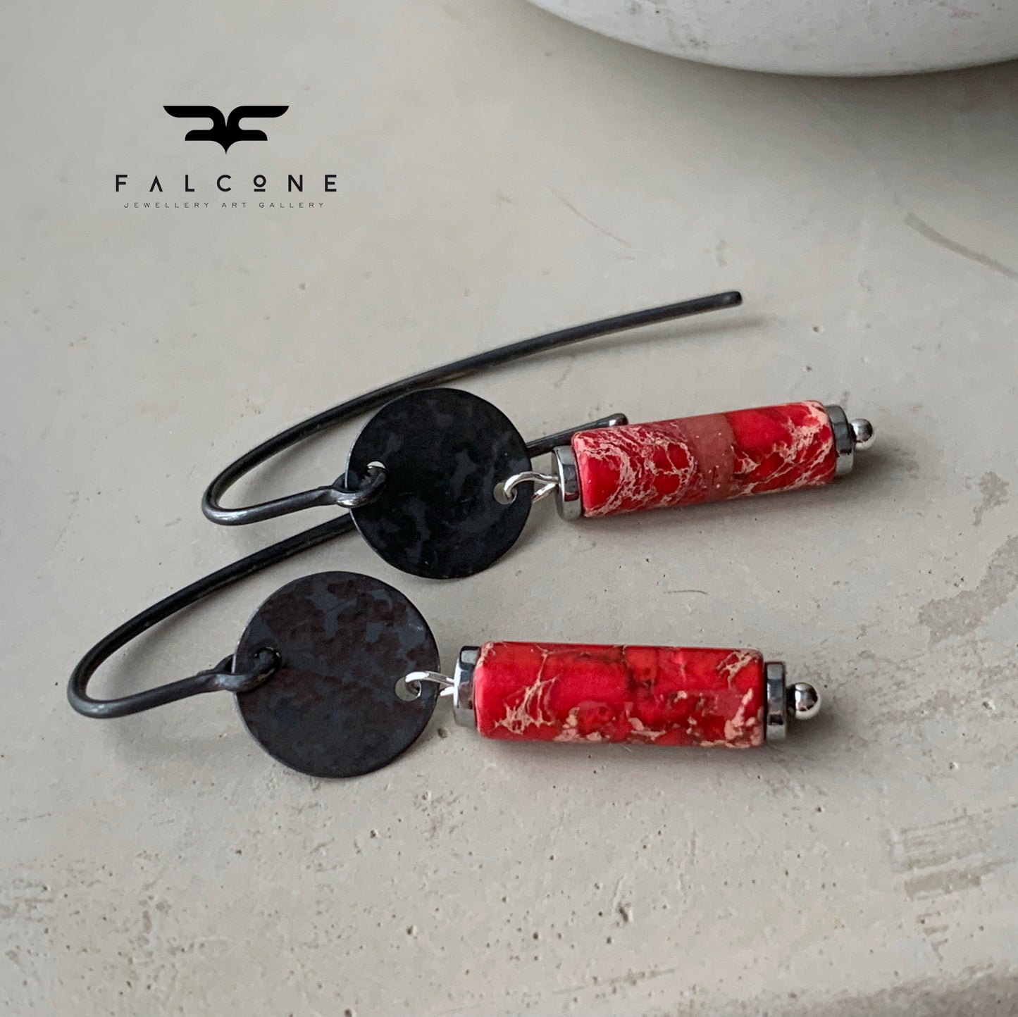 Red jasper earrings with silver earwires 'With Red Imperial Jasper'