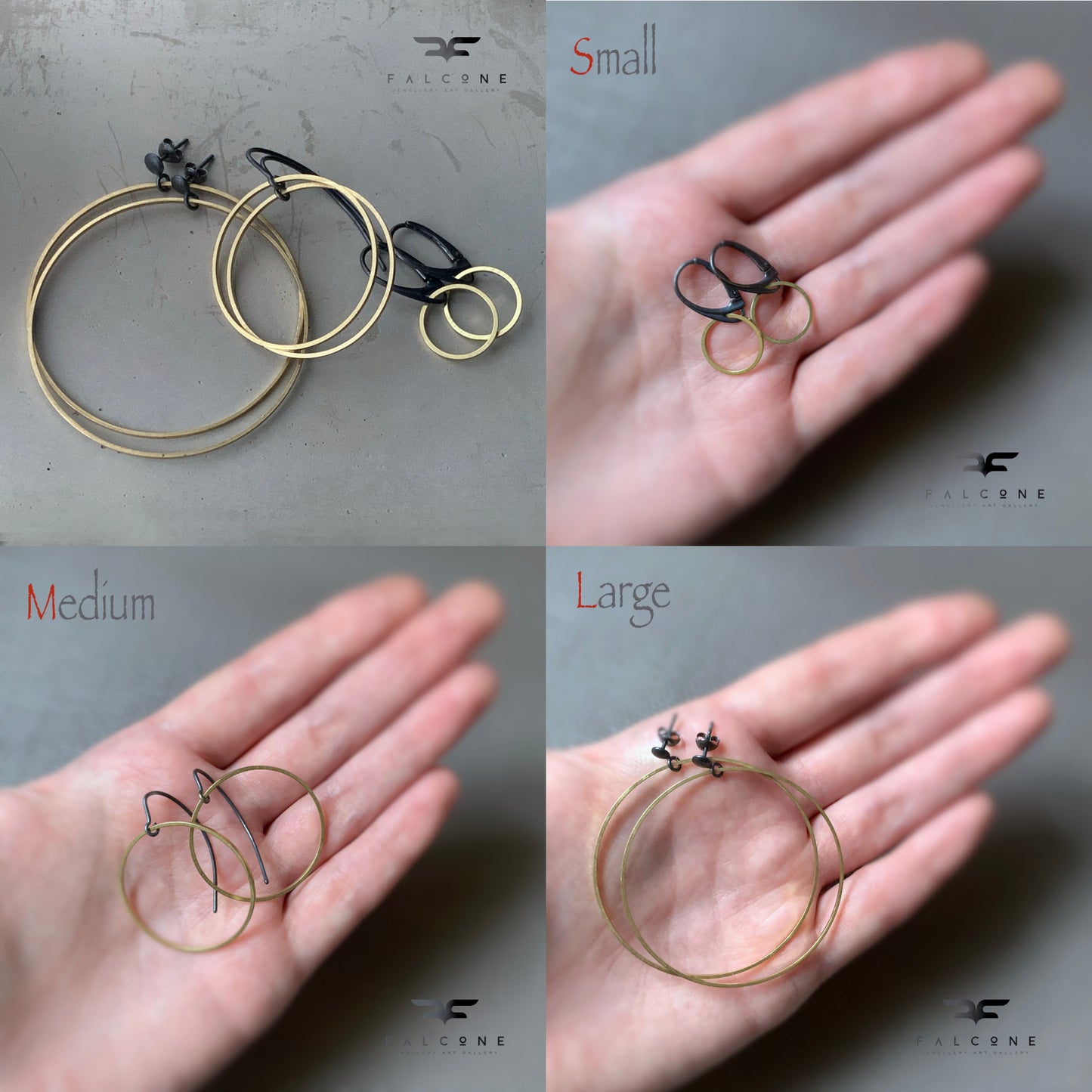 Hoop earrings made of brass and silver 'Golden Circles'