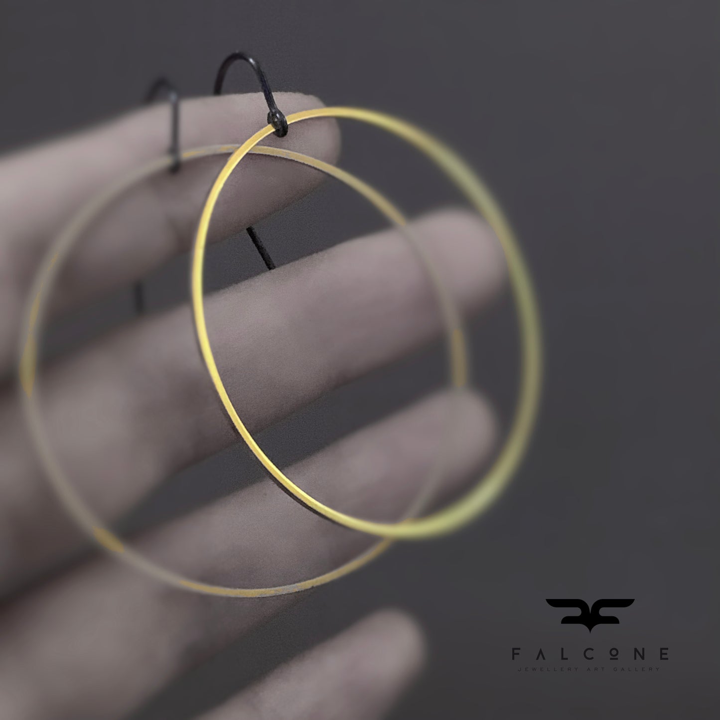 Hoop earrings made of brass and silver 'Golden Circles'