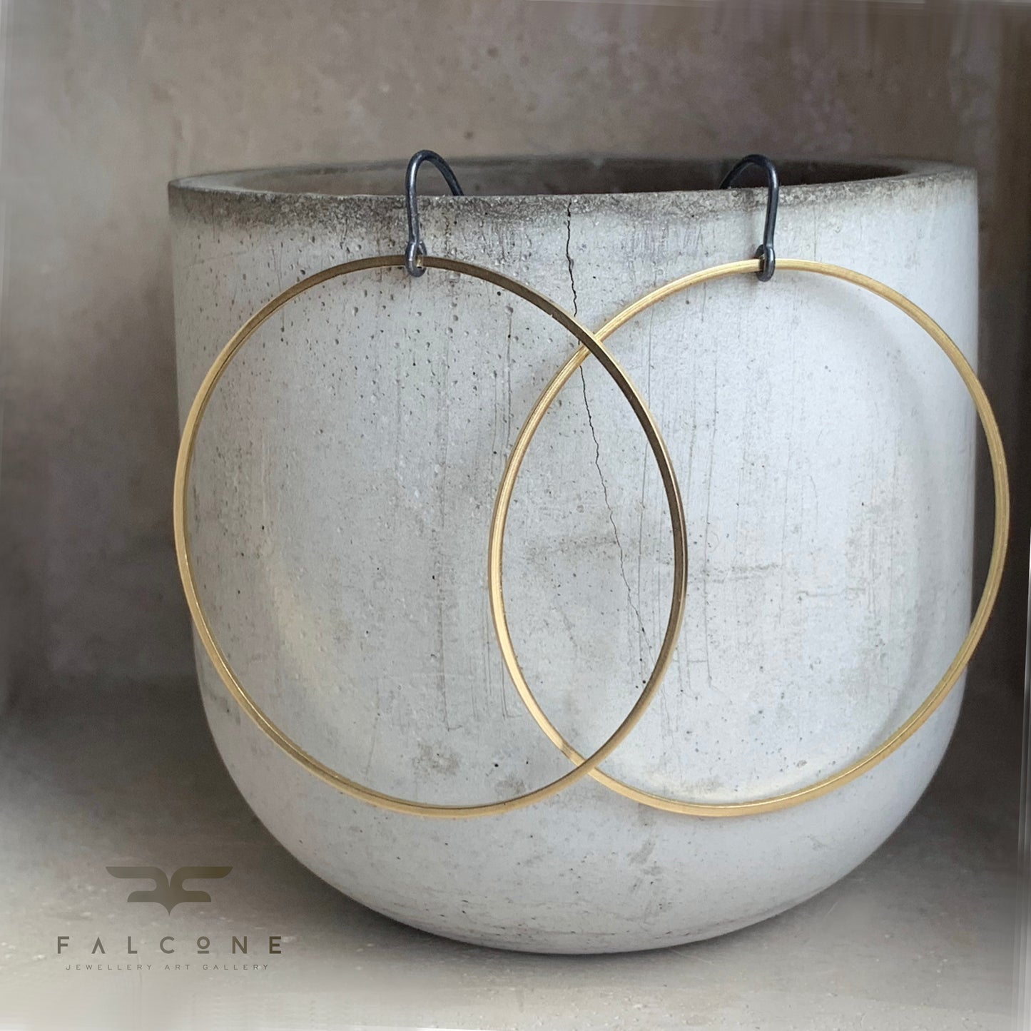 Hoop earrings made of brass and silver 'Golden Circles'