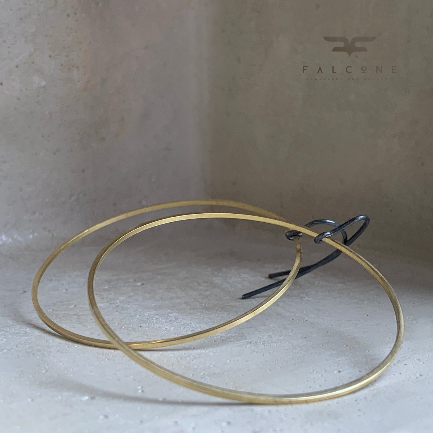 Hoop earrings made of brass and silver 'Golden Circles'