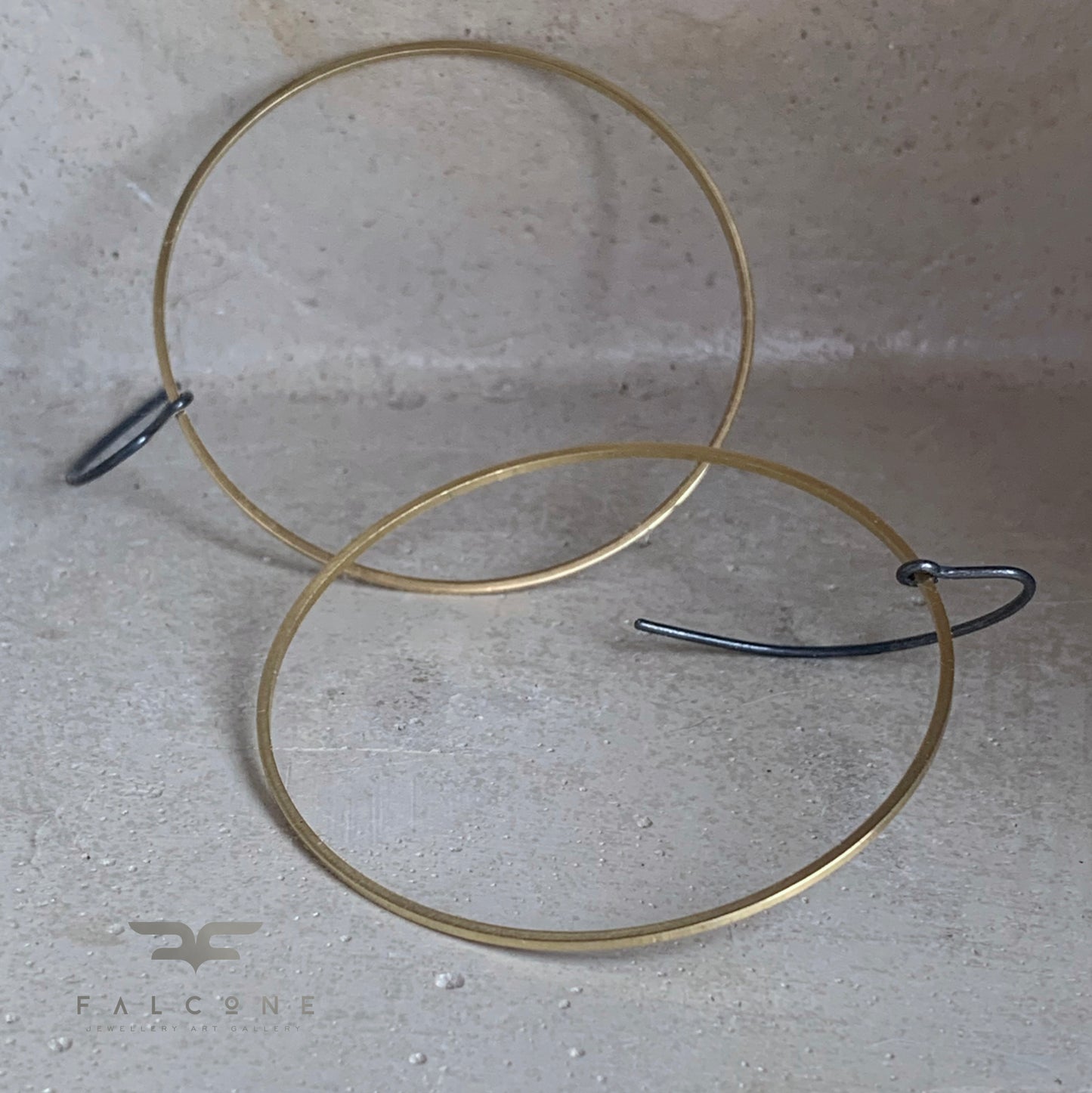 Hoop earrings made of brass and silver 'Golden Circles'