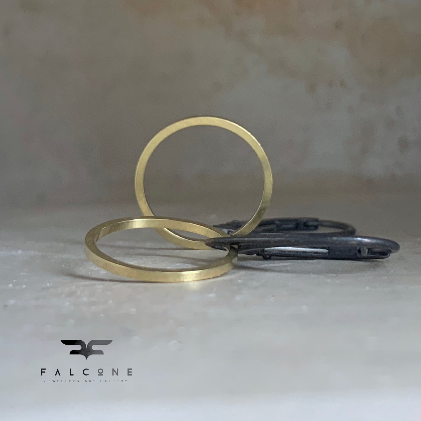 Hoop earrings made of brass and silver 'Golden Circles'