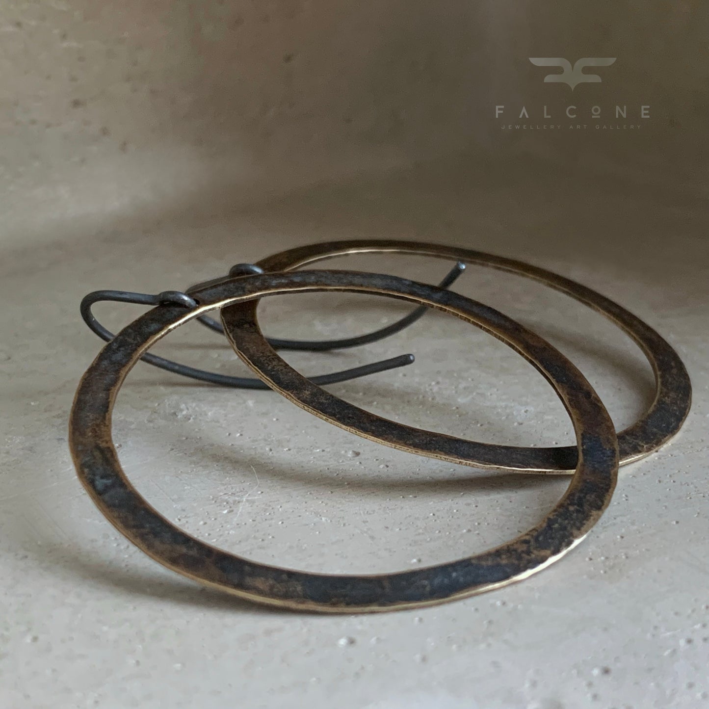 Brass and Silver Earrings 'Rustic Hoops'