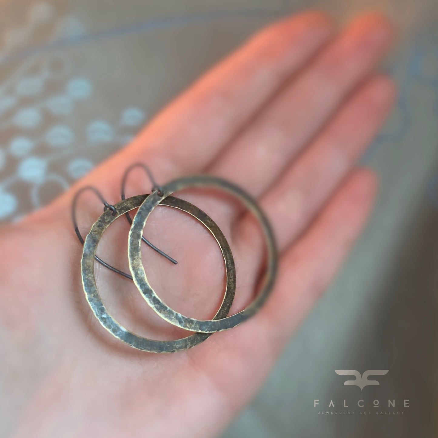 Brass and Silver Earrings 'Rustic Hoops'