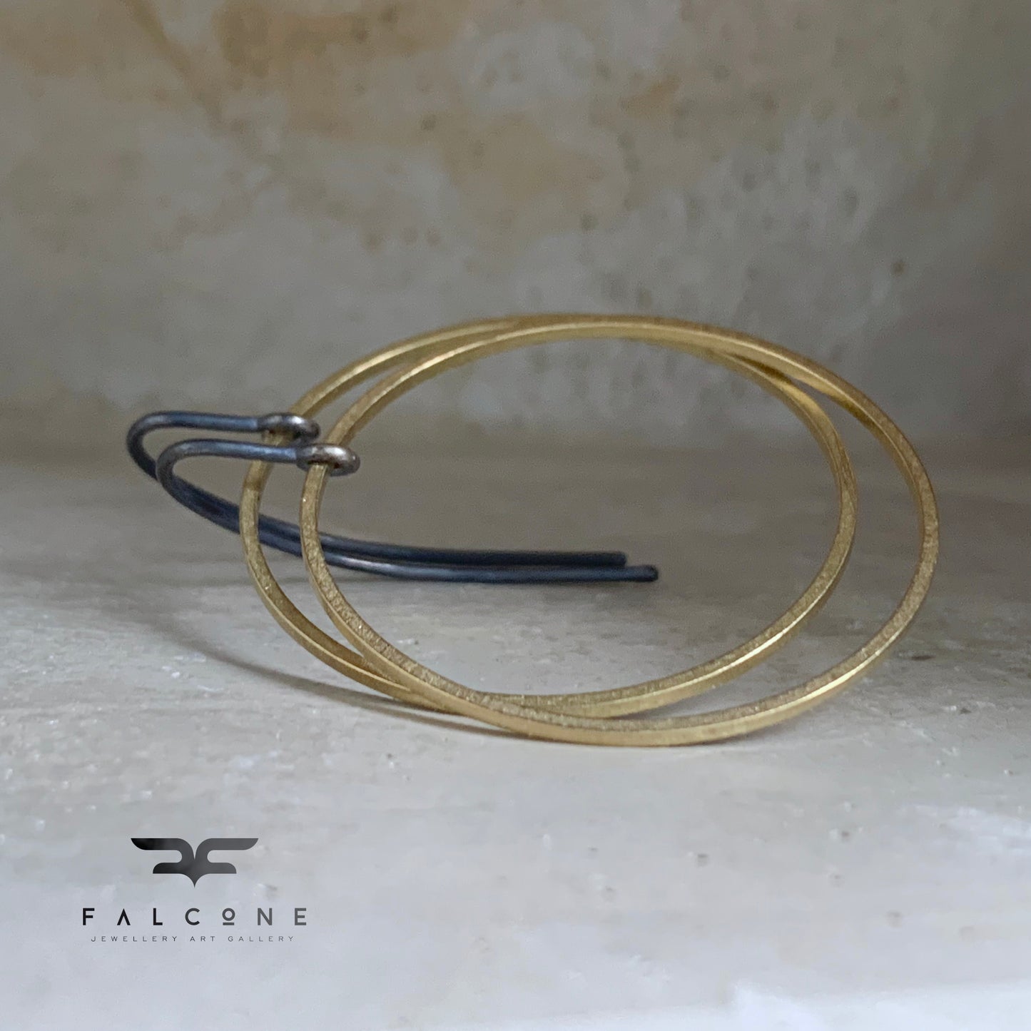 Hoop earrings made of brass and silver 'Golden Circles'