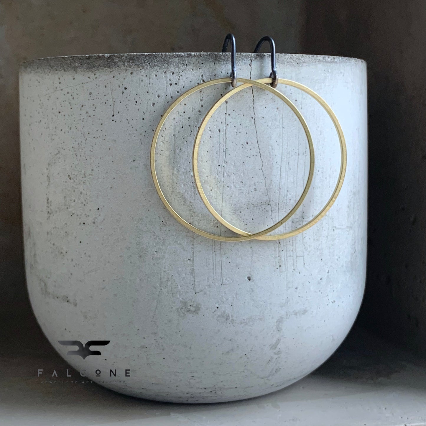 Hoop earrings made of brass and silver 'Golden Circles'