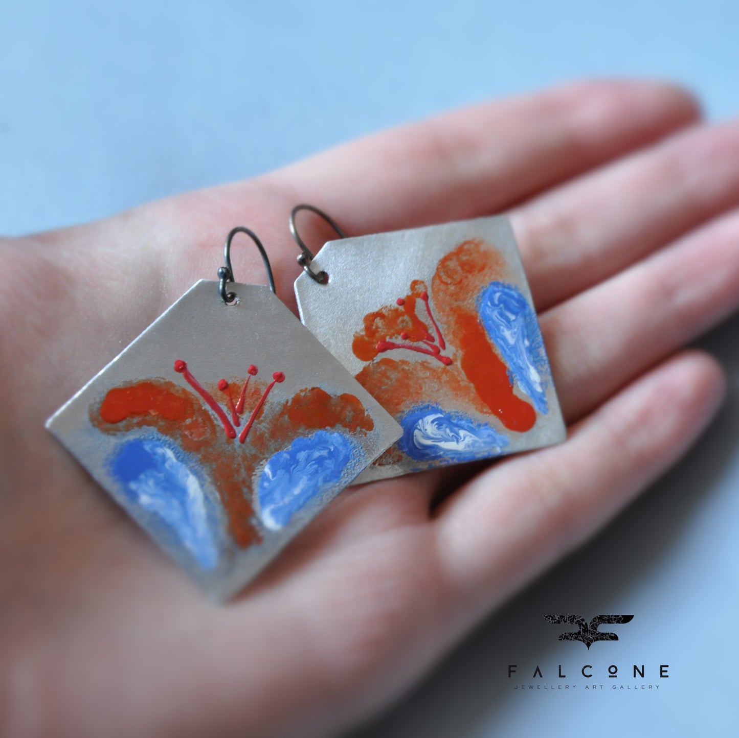 Pendientes únicos de aluminio con esmalte 'Floral Impressions'