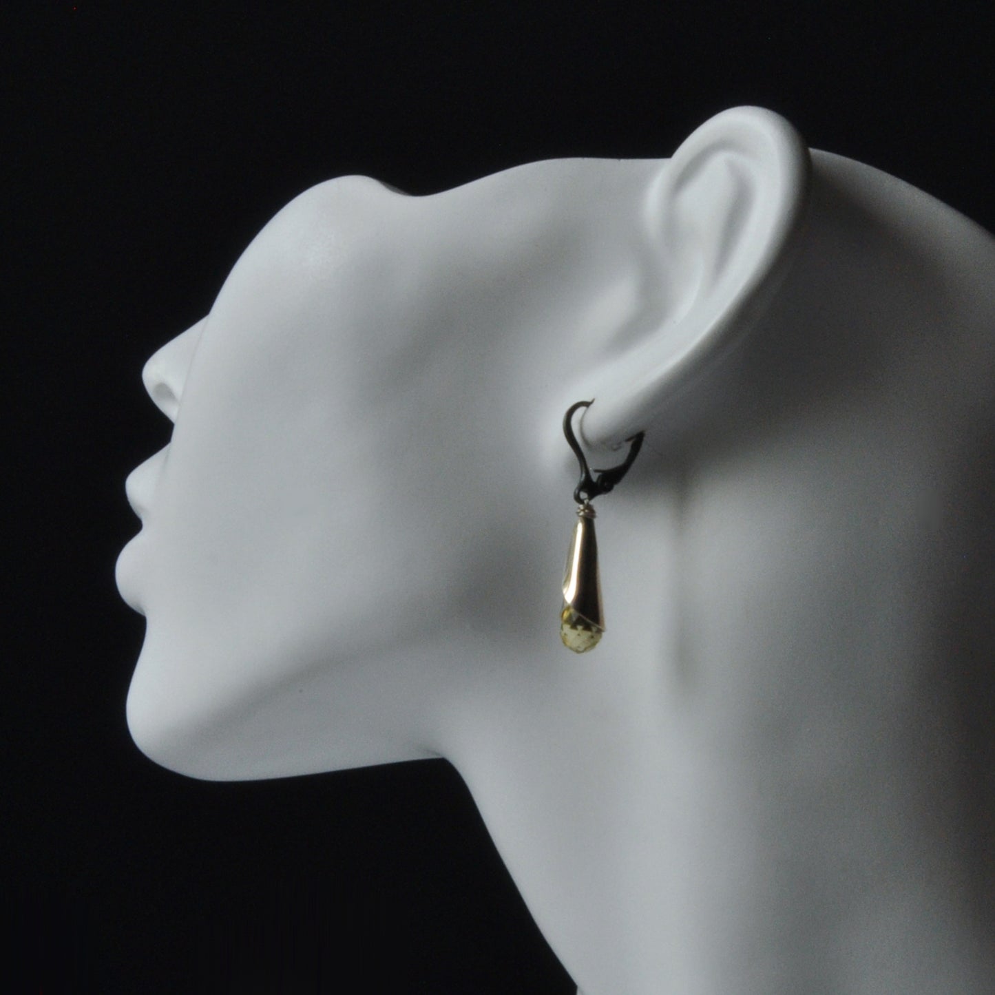 Silver handmade earrings with faceted citrine 'Silver Bells with Citrine'