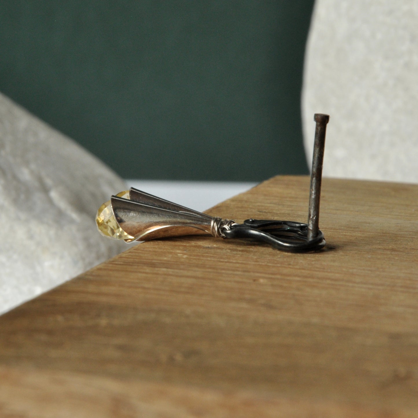 Silver handmade earrings with faceted citrine 'Silver Bells with Citrine'