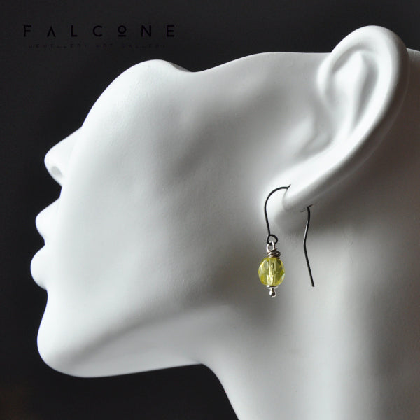 Pendientes de plata con bolas de cristal facetadas 'Lemon'