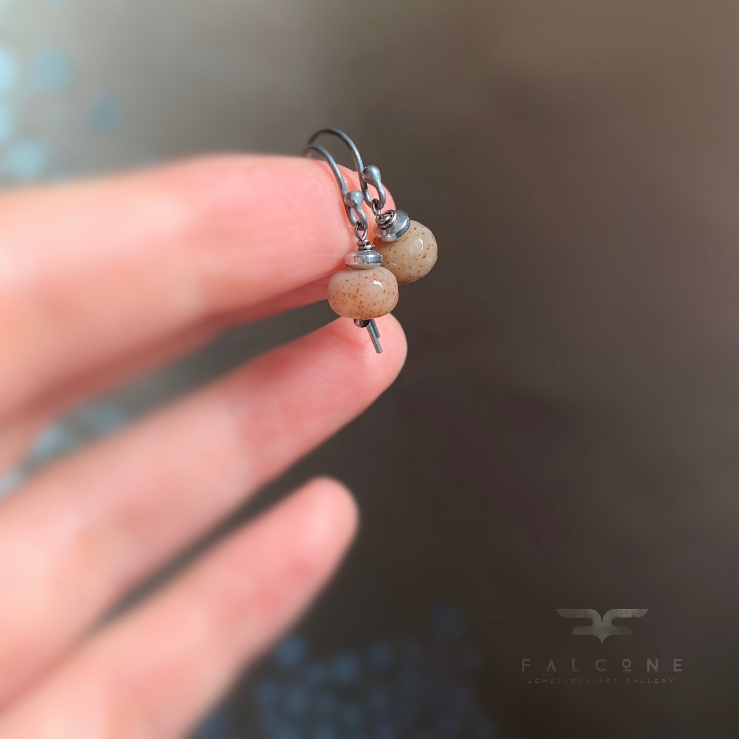 Silver and Agate Earrings 'Quails'