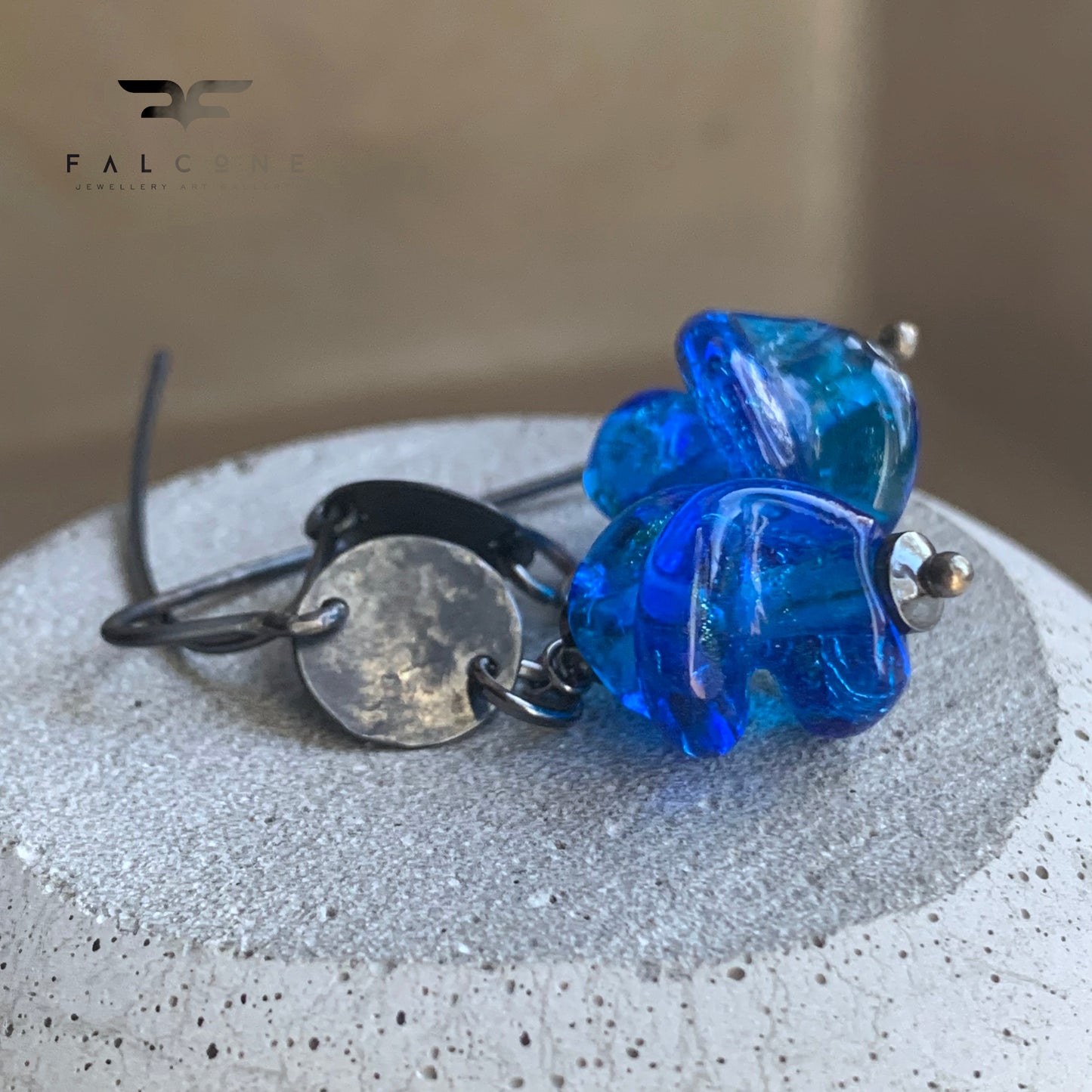 Pendientes de cristal y plata 'Azul Profundo'