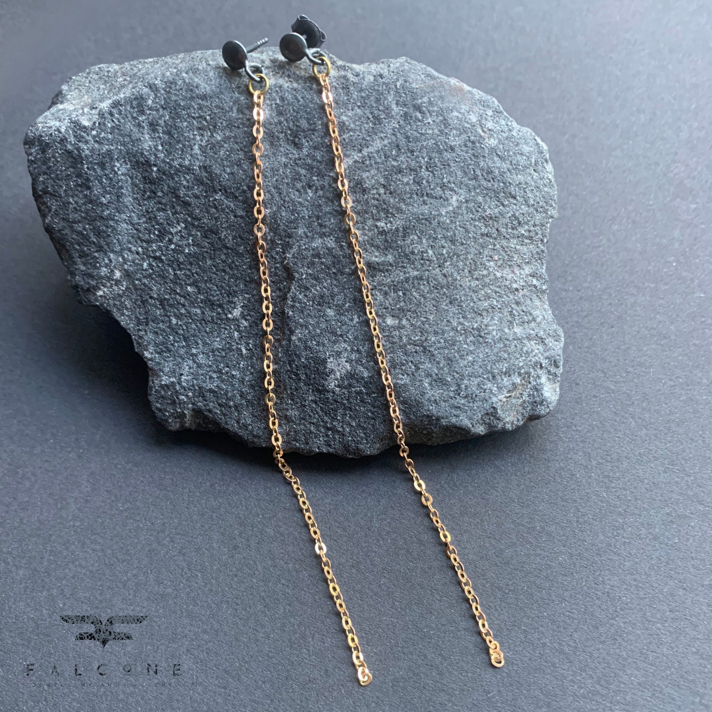 Long brass and silver earrings 'Elegance Eleven'