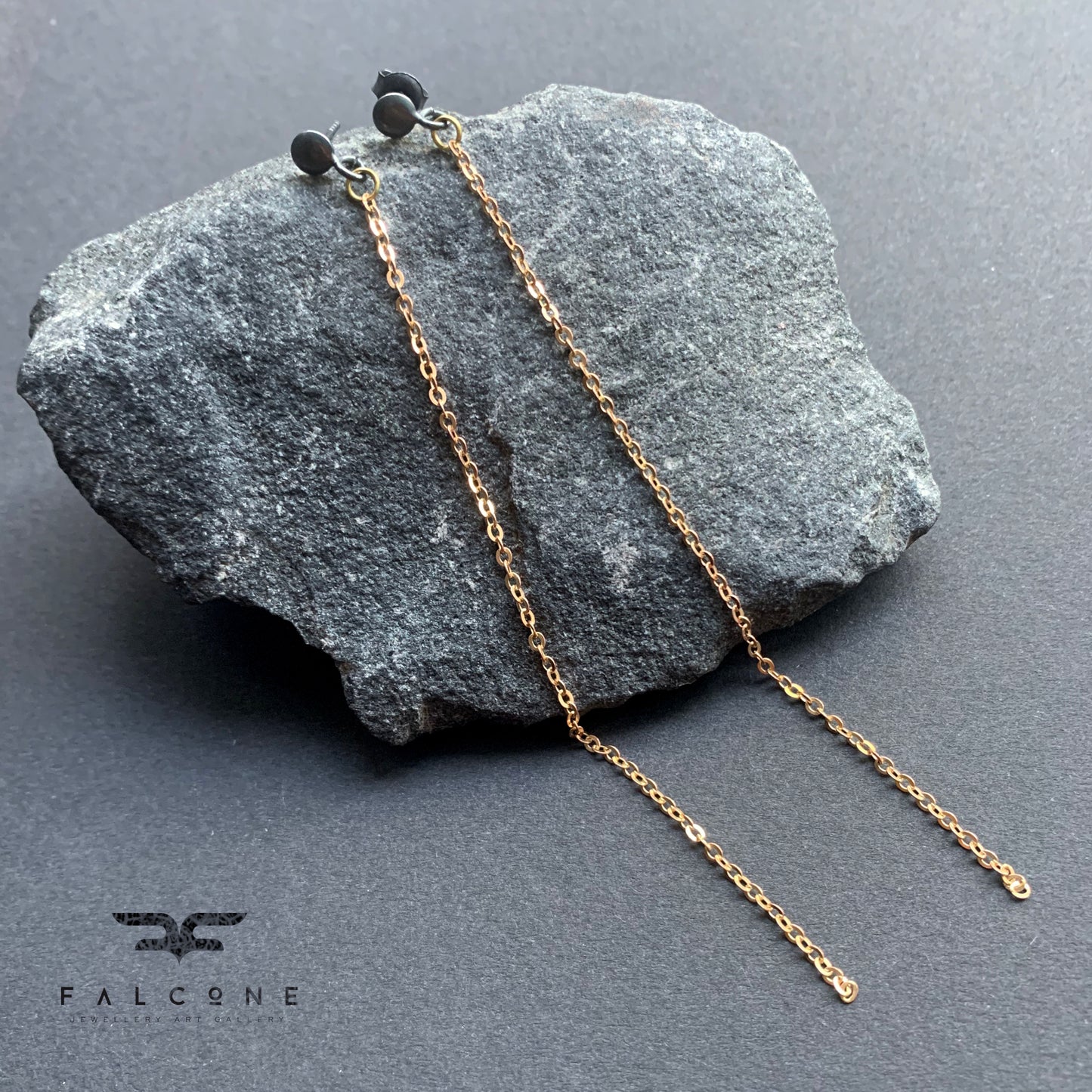 Long brass and silver earrings 'Elegance Eleven'